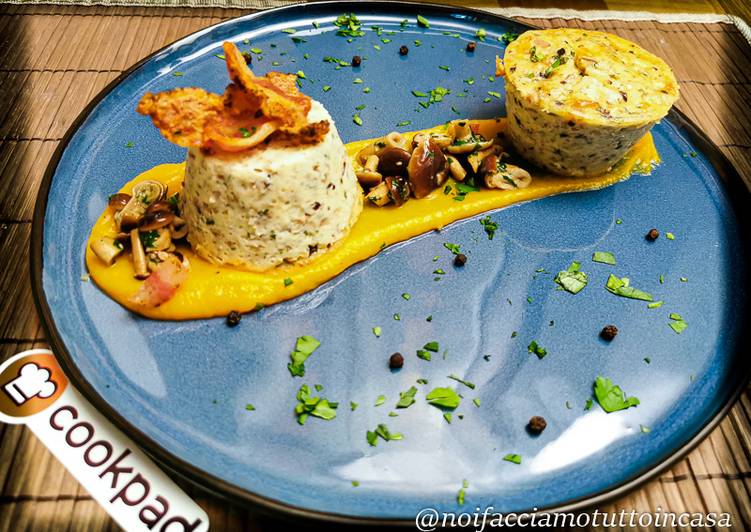 How to Cook Tasty Flan con funghi e guanciale su vellutata di zucca