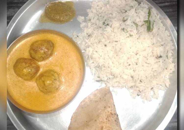 Malai kofta (healthy version) with Jeera rice