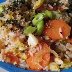 A picture of Japanese-Style Mackerel and Prawn Fried Rice.