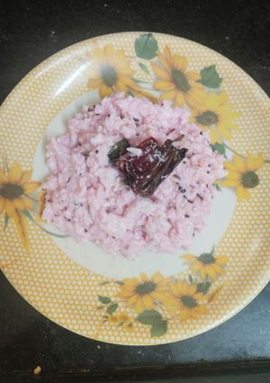 A picture of Pink Curd Rice.