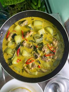 A picture of Green Curry Chicken with Winter Melon.