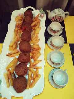 A picture of Qeema n bajray ki kabab.