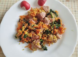 Foto principal de Quinoa con tacos de pavo y espinacas baby