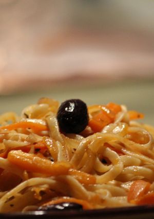 A picture of Carrot & Kalamata Olive Linguine.