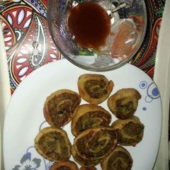 A picture of Leftover Rice pinwheel samosa.