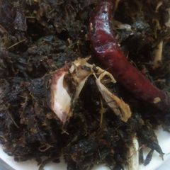 Munagaku fry (drumstick leaves fry) A picture of Munagaku fry (drumstick leaves fry).