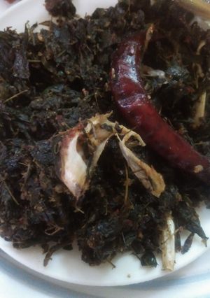 A picture of Munagaku fry (drumstick leaves fry).