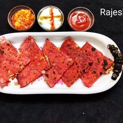 A picture of Beetroot Paneer Paratha.