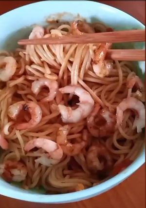 Фото Острая японская лапша с креветками 🦐.