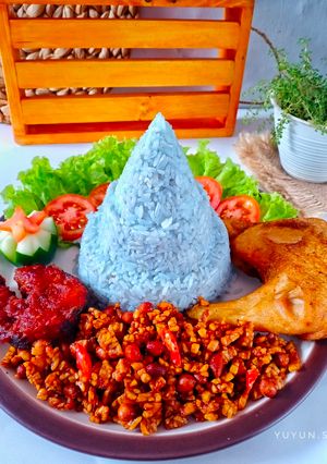 Foto resep Nasi gurih bunga telang a.k.a Nasi kerabu