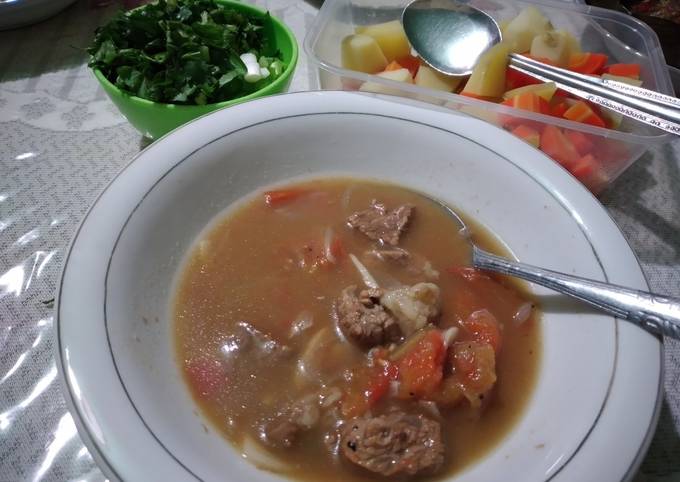 Sop daging no msg, no minyak