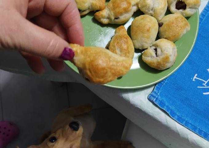 Caramelle di sfoglia con cioccotini ripieni allo zabaione