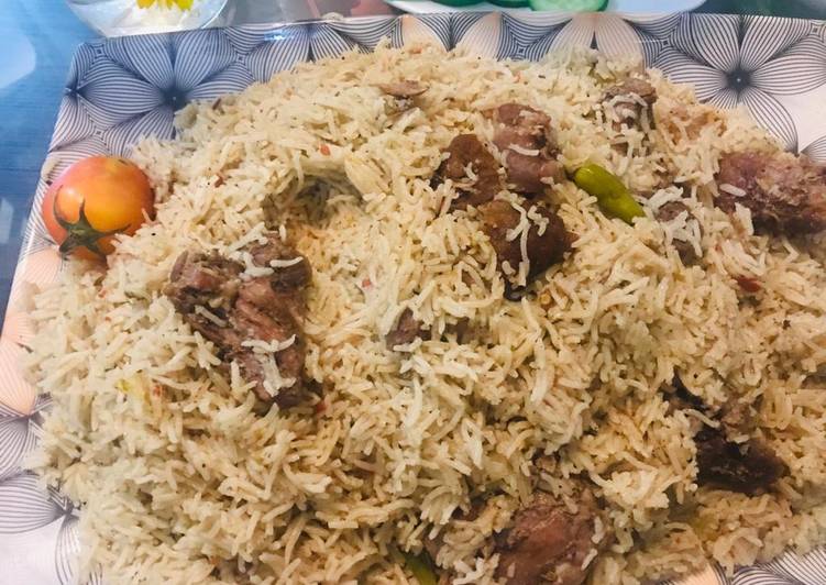 Recipe of Quick Beef pulao hari mirchon ke sath