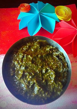 A picture of Colocasia/Arbi Leaves Chutney.