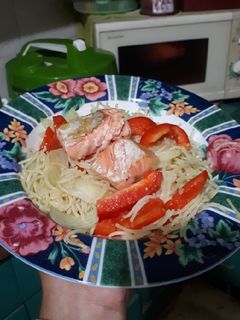 Foto resep Spaghetti Aglio e Olio Salmon