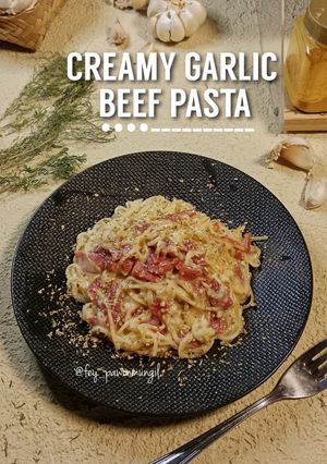 Foto resep Creamy Garlic Beef Pasta