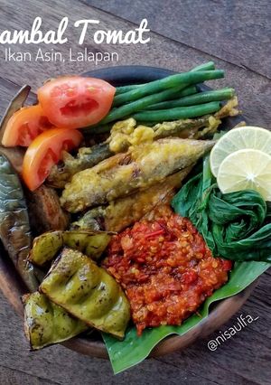 Foto resep Sambal Tomat, Ikan asin, Lalap