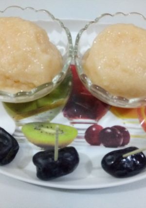 A picture of Musk melon sorbet (cantaloupe sorbet).