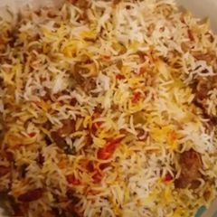 A picture of Mutton lamb biryani.