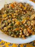Pois chiches aux champignons et poulet épicé