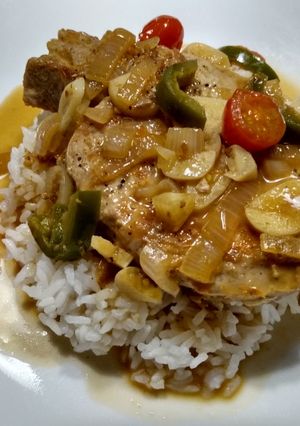 A picture of Pork in shrimp paste and coconut.