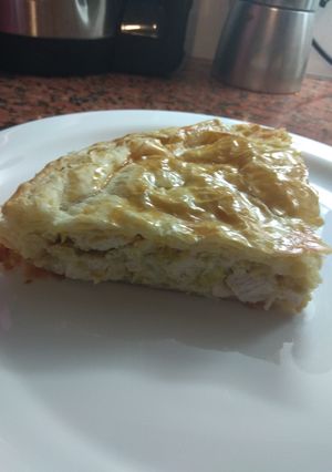 Una foto de Tarta de puerro y pollo