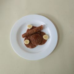 A picture of Sweet potato pancakes...with chocolate.