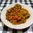 Arroz integral con pollo, judías verdes y alcachofas