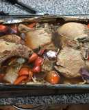Carre de cerdo con hueso, al horno con cerveza negra