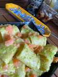 Paccheri con aguacate y salmón