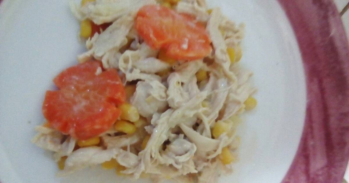 Pechuga de pollo en crema de leche con maíz y zanahoria Receta de