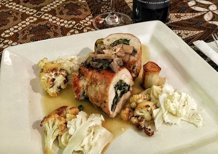 Chicken Roulade Stuffed with Wild Mushroom and Spinach