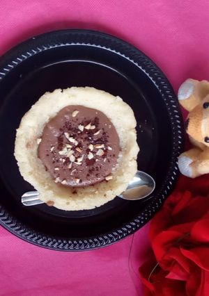 A picture of Chocolate Firni in Rava bowl.