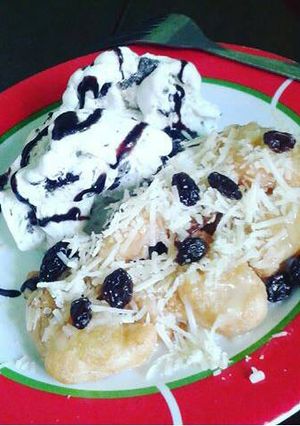 Foto resep Banana Kriuk with chohocheesy ice cream toping kismis