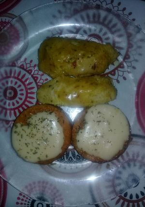 Una foto de Pechugas a la mostaza y calabaza con queso(planchetta)