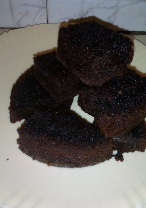 A picture of Moist eggless chocolate cake.