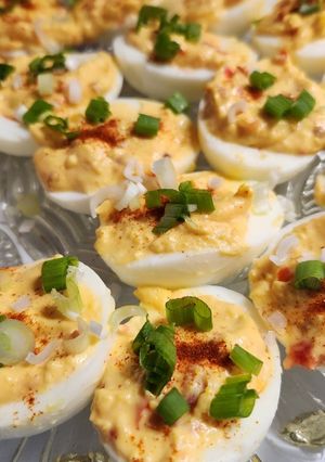 A picture of Bang Bang Deviled Eggs.