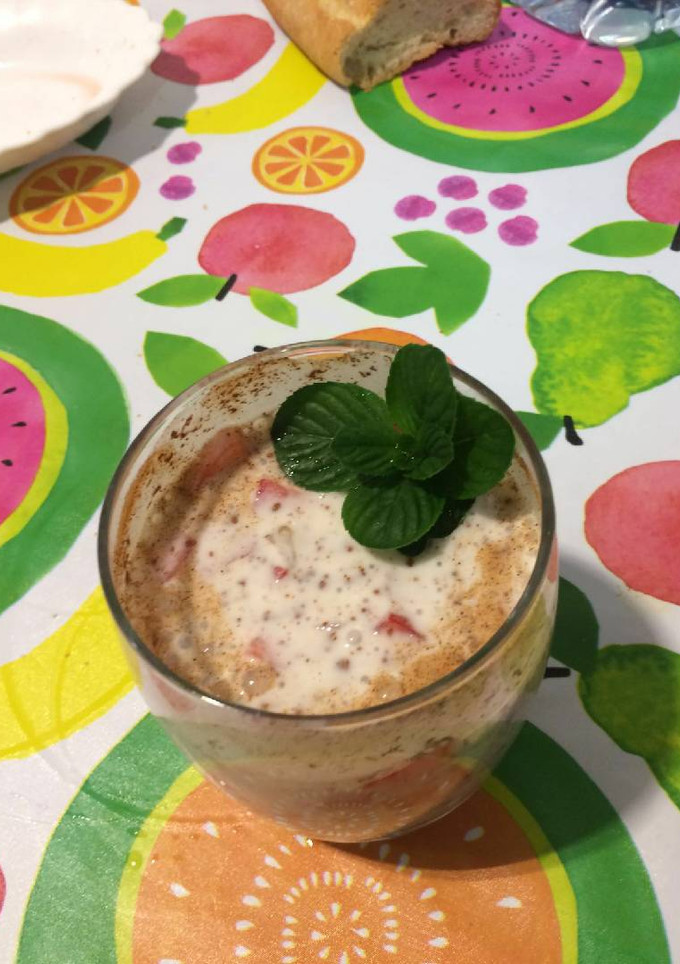 Una foto de Fresas con kefir