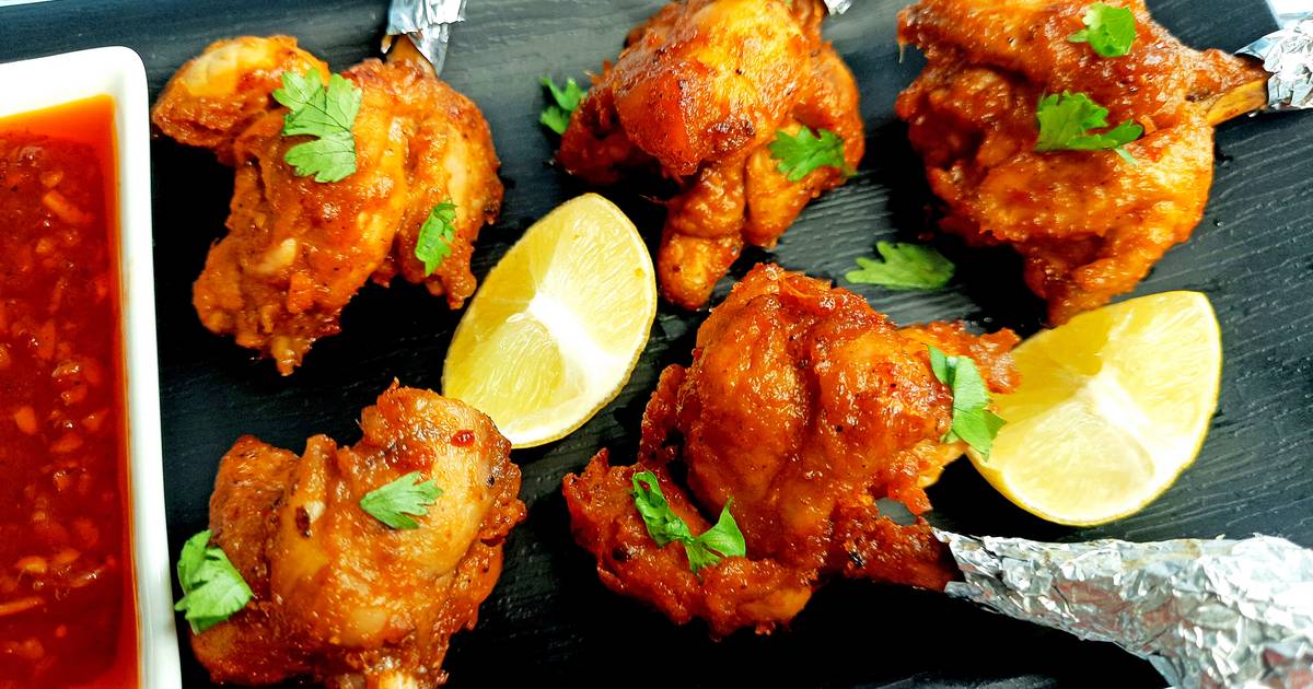 AirFried Schezwan Chicken Lollipops Recipe by Madhu Bindra Cookpad