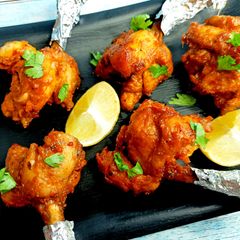 A picture of Air-Fried Schezwan Chicken Lollipops.