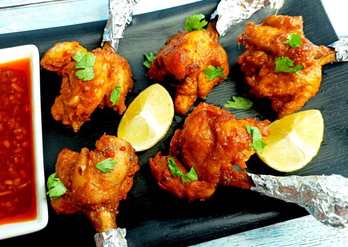 Air-Fried Schezwan Chicken Lollipops