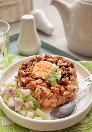 Foto resep Nasi Tim Telur Asin