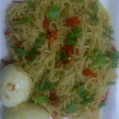 A picture of Garnished noodles.