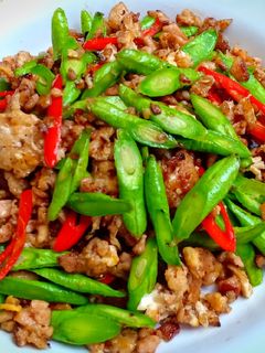 รูปของ ถั่วฝักยาวผัดไข่(มังสวิรัติ)