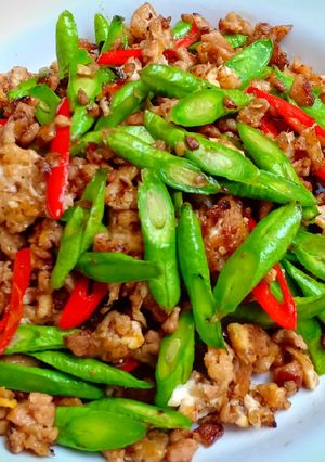 รูปของ ถั่วฝักยาวผัดไข่(มังสวิรัติ)