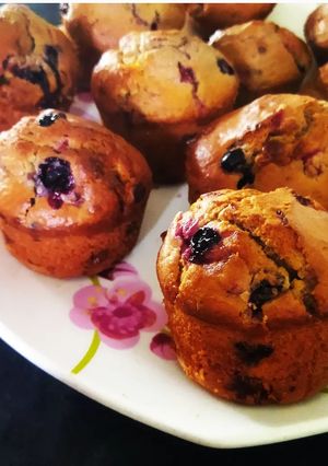 Une photo de Muffins chocolat blanc et fruits rouges