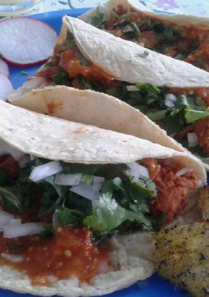 A picture of Tacos al Pastor (Without a Spit).