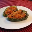 Pisto de calabacín en barquita de pimiento verde