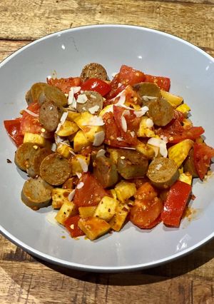 A picture of Veggie Sausage Breakfast Fry Up.