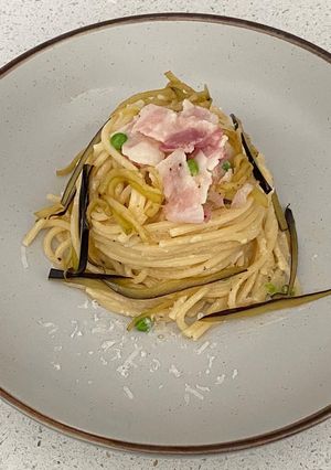 A picture of Deany's spaghetti carbonara.